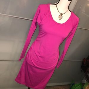 New Rosie Pope LONG SLEEVE CINCHED dress fuchsia